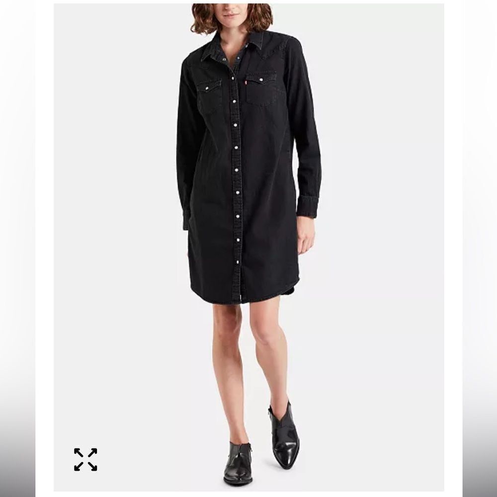 Levi's Women's Cotton Ultimate Western Dress Black Long Sleeve Sz XS NWT